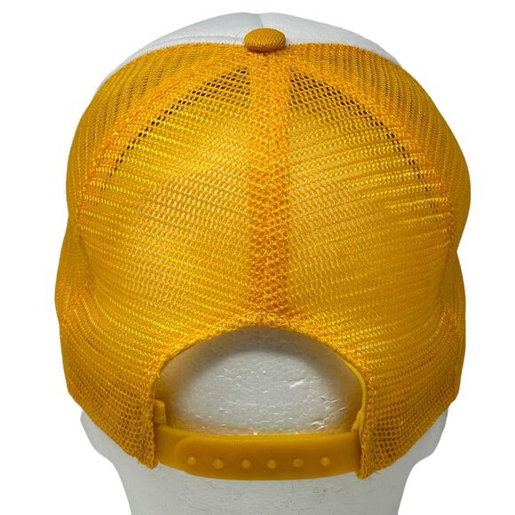 Vintage KW Pipeline Inc Patch Trucker Hat Baseball Cap 80s Backhoe Mesh Yellow - Picture 3 of 10